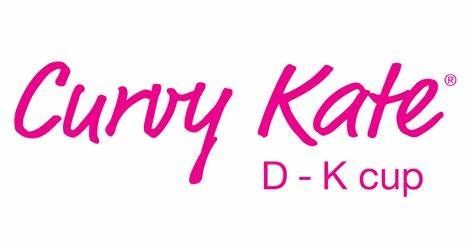 The logo for curvy kate d-k cup is pink and white.