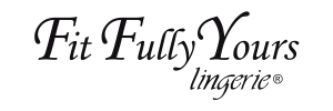 The logo for fit fully yours lingerie is shown in black and white.