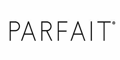 A black and white logo for parfait on a white background.