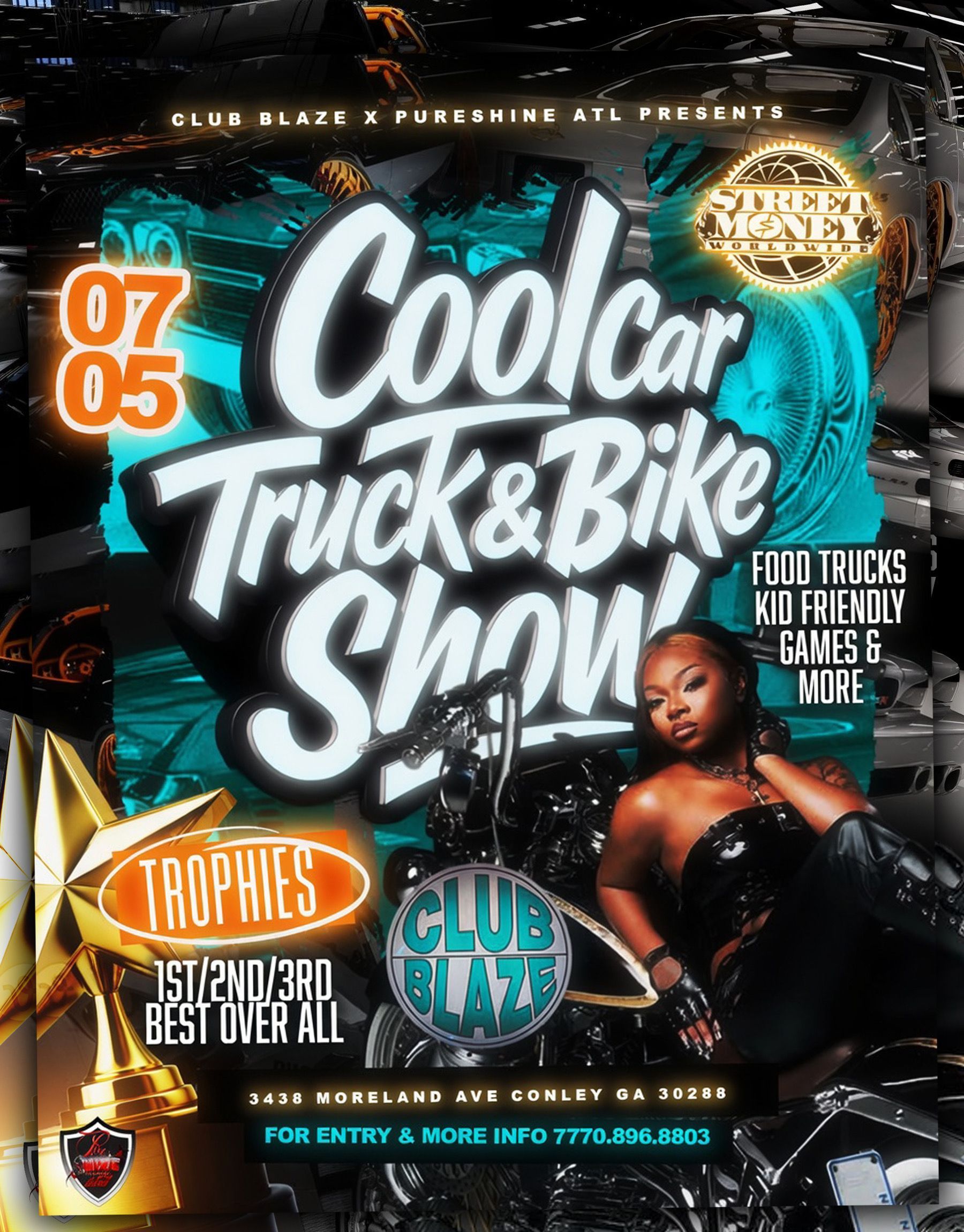 Cool Car Truck & Bike Show at Club Blaze on 7/5/26. 