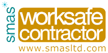 A logo for a worksafe contractor is shown on a white background.