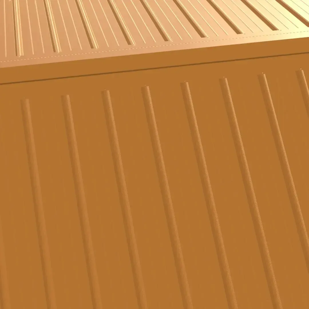 Brown corrugated metal siding and roof.