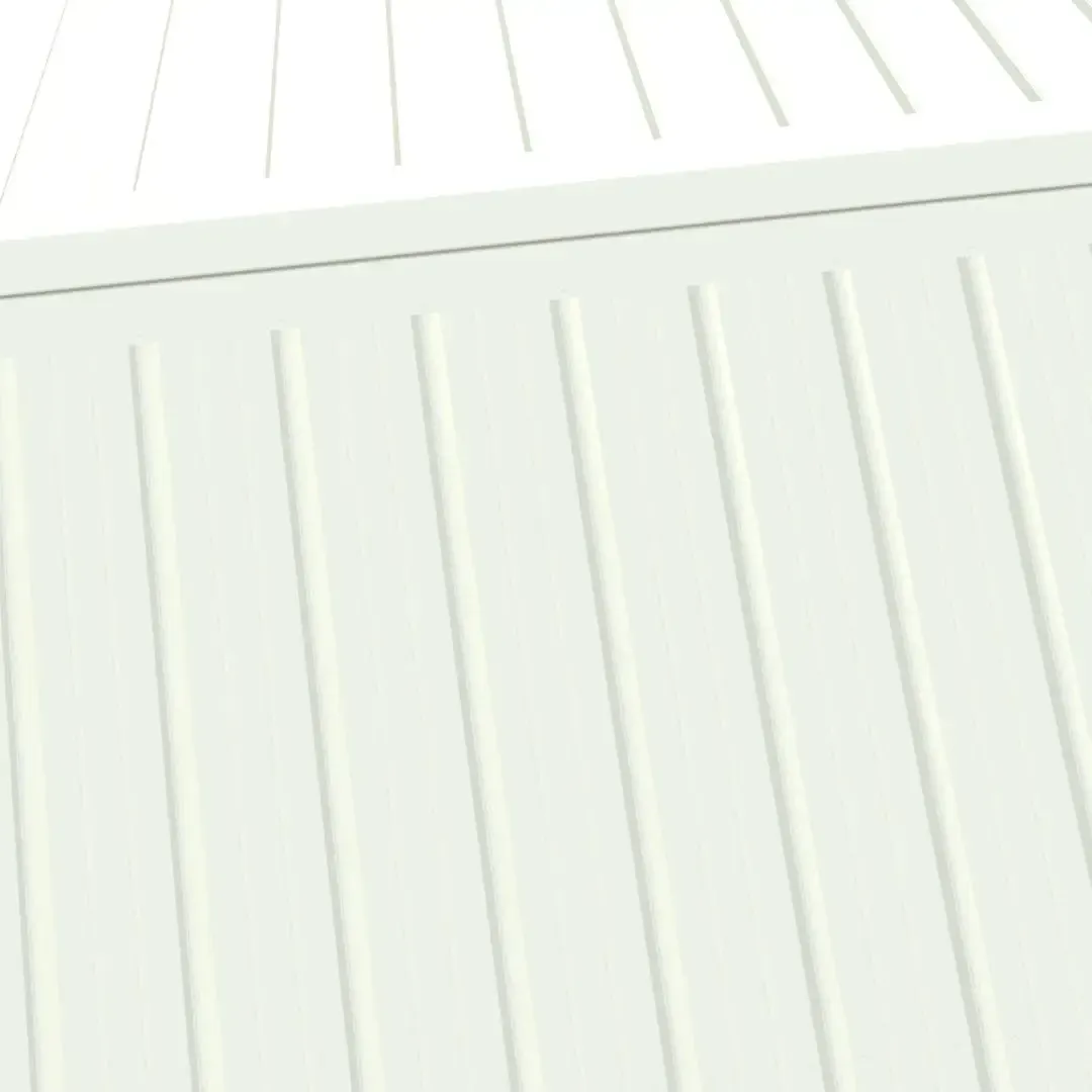 White surface with vertical raised lines.