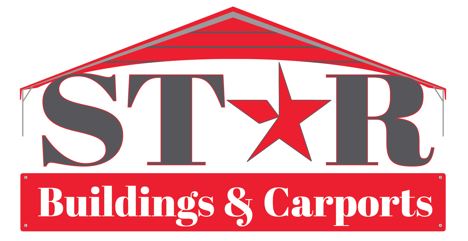 Logo for Star Buildings & Carports: Red star in the letter 