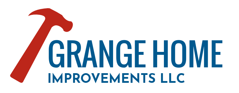 Grange Home Improvements LLC logo with red hammer and blue text