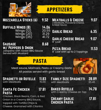 pizza restaurant appetizer menu torrence CA
