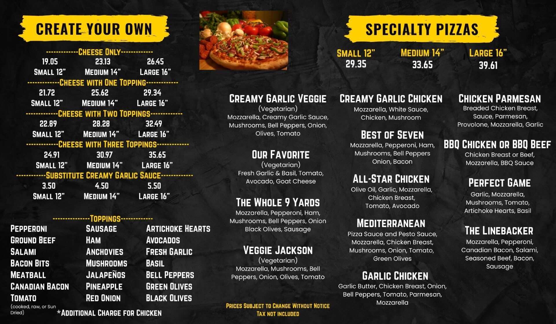 best pizza restaurant menu torrence CA