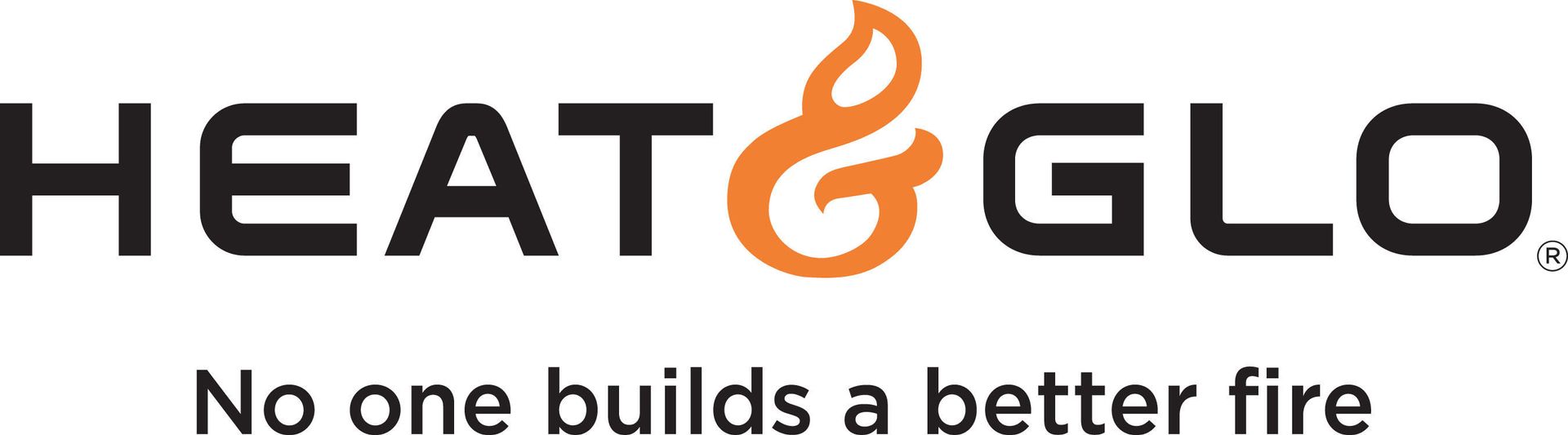 The logo for heat & glo says no one builds a better fire.