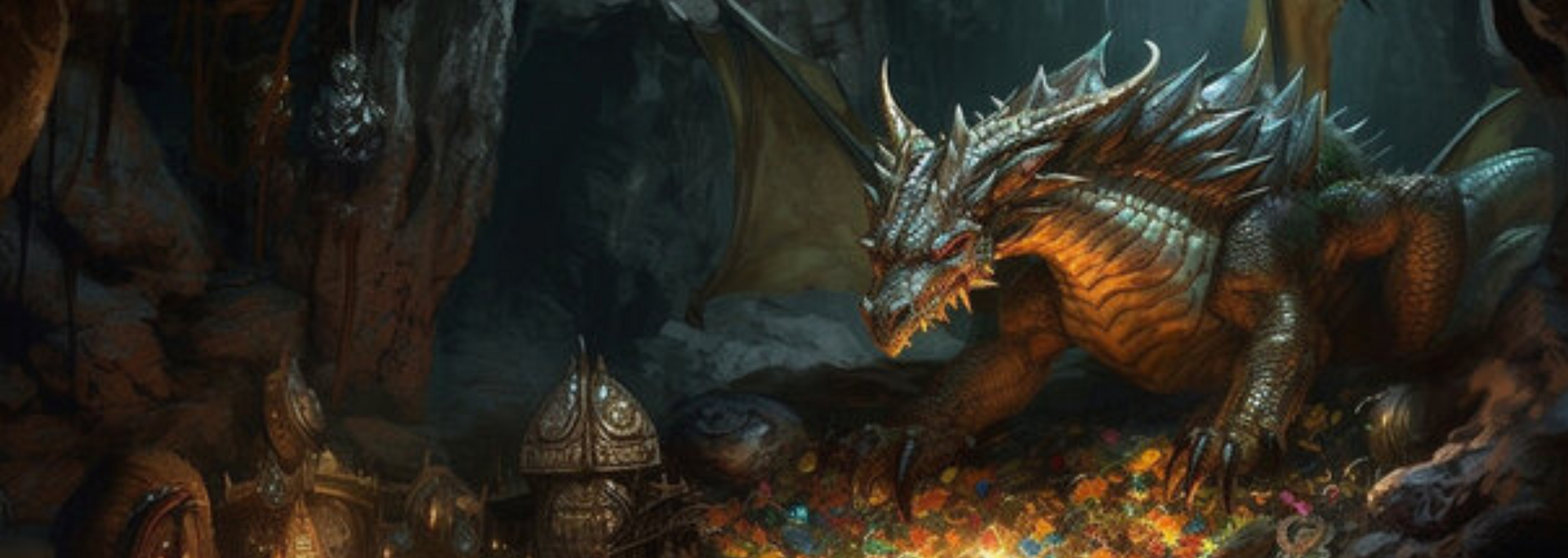 Picture of a dragon sitting on treasure