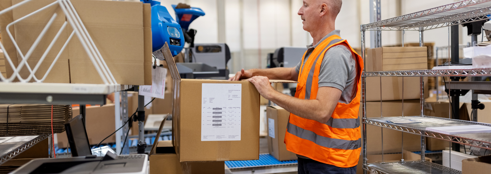 Picture of someone packing a product in a fulfilment centre