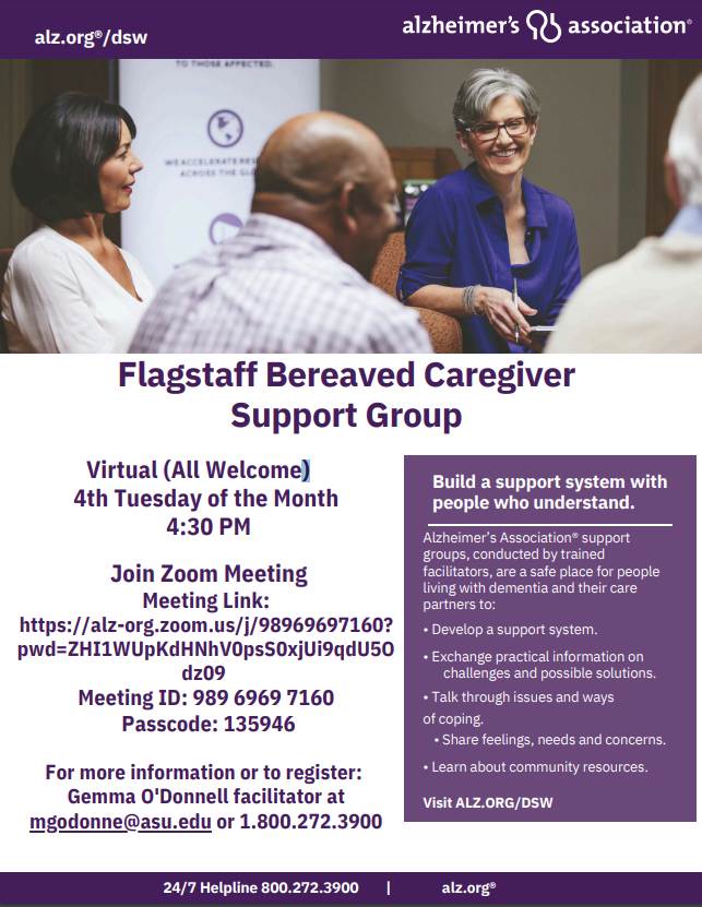 A Poster for A Flagstaff Bereaved Caregiver Support Group