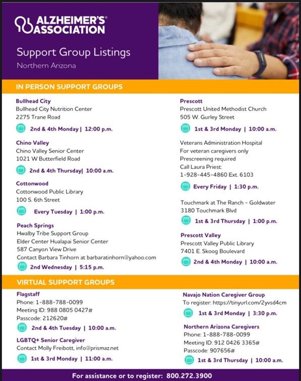 An Alzheimer's Association Support Group Listings Northern Arizona