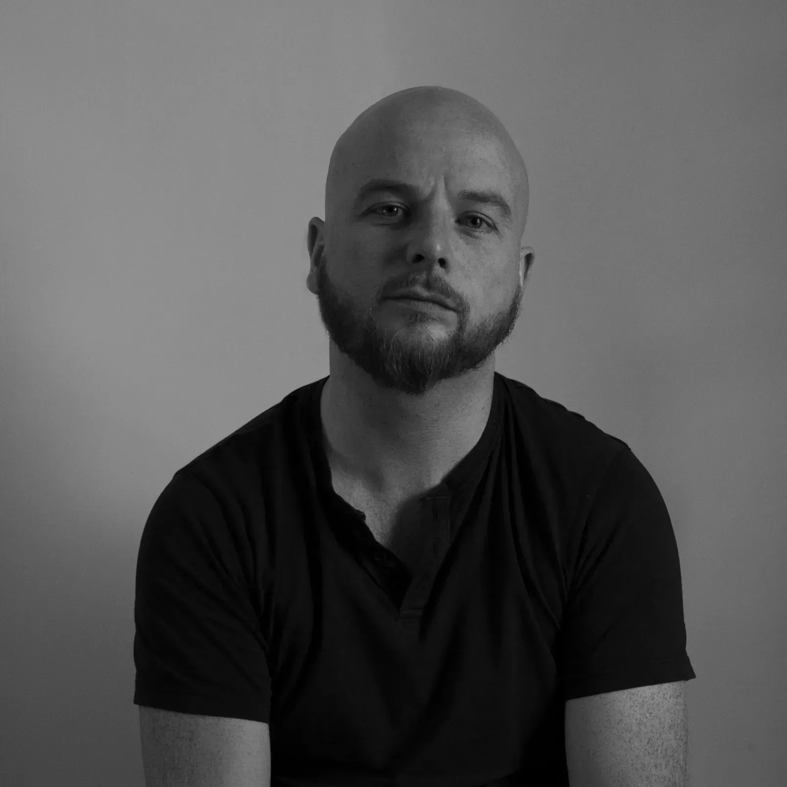 Black and white image of cinematographer Richard Jackson