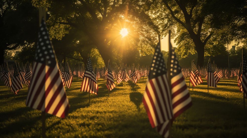 Military honors and American flag at a veteran funeral service