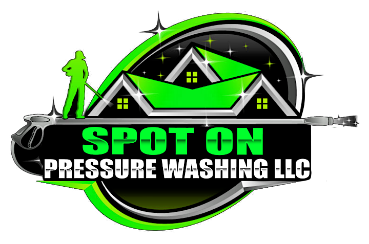 A logo for a company called spot on pressure washing llc.