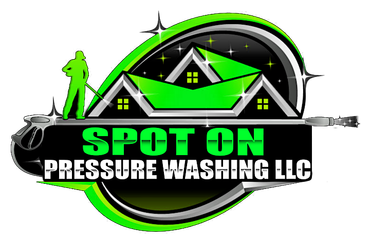 A logo for a company called spot on pressure washing llc.