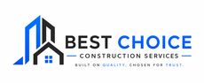 Gold logo for Best Choice Construction Services: tools with text 