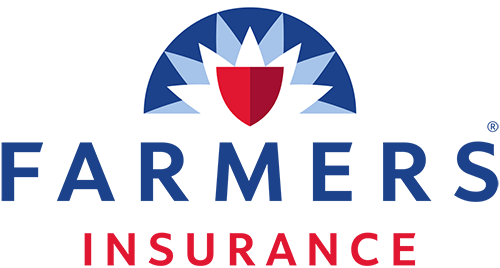 Farmers Insurance logo: blue and red shield design above the brand name.