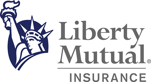 Liberty Mutual Insurance logo: Statue of Liberty head, torch held high, next to company name.