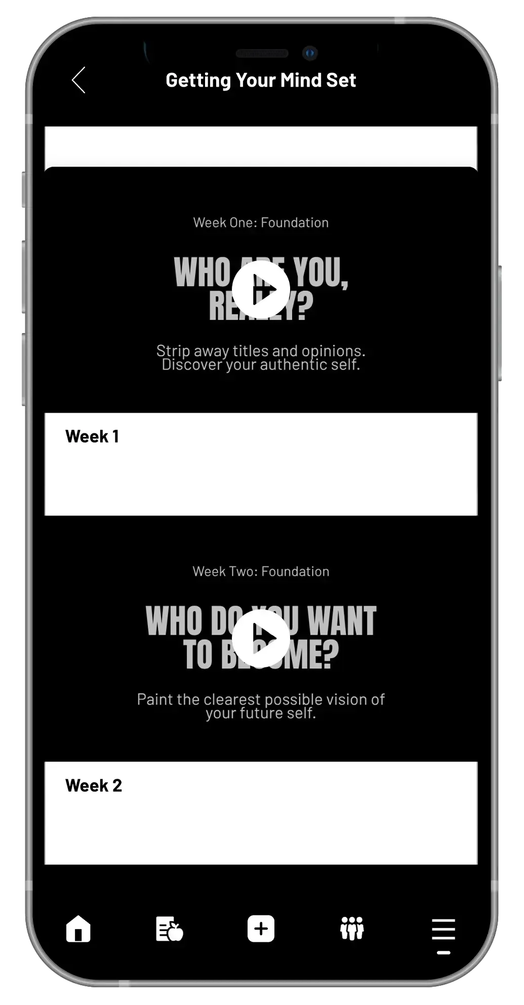 Stronger You App dashboard screen