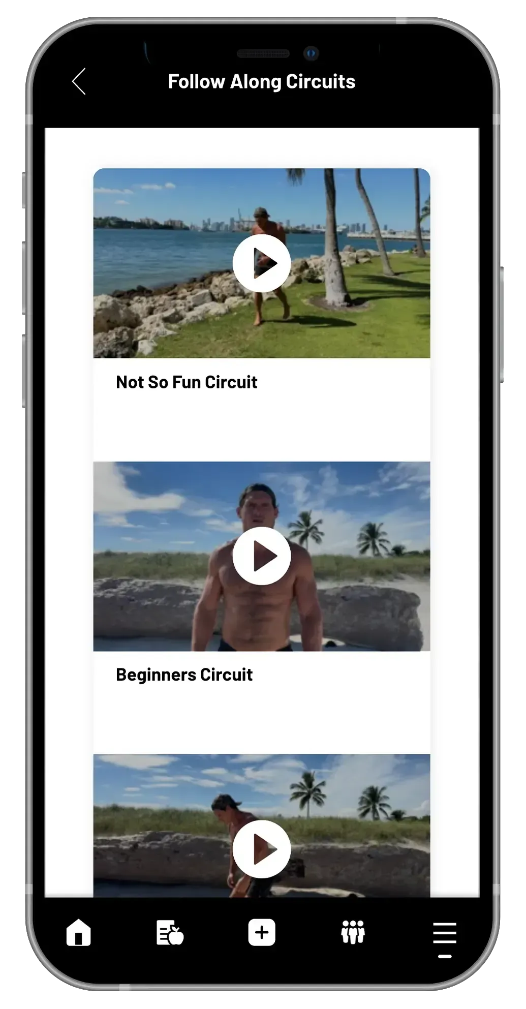 Stronger You App workout program screen