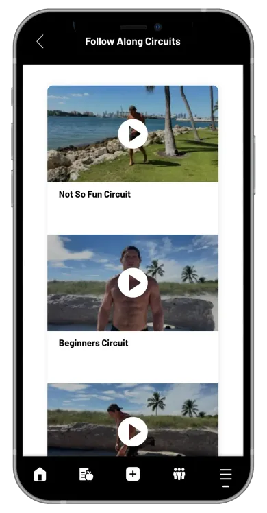 Stronger You App workout program screen
