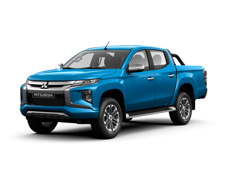 Mitsubishi Strada in a stylish blue color, the all-new 2023 model, available for car rental in Palawan, Philippines.