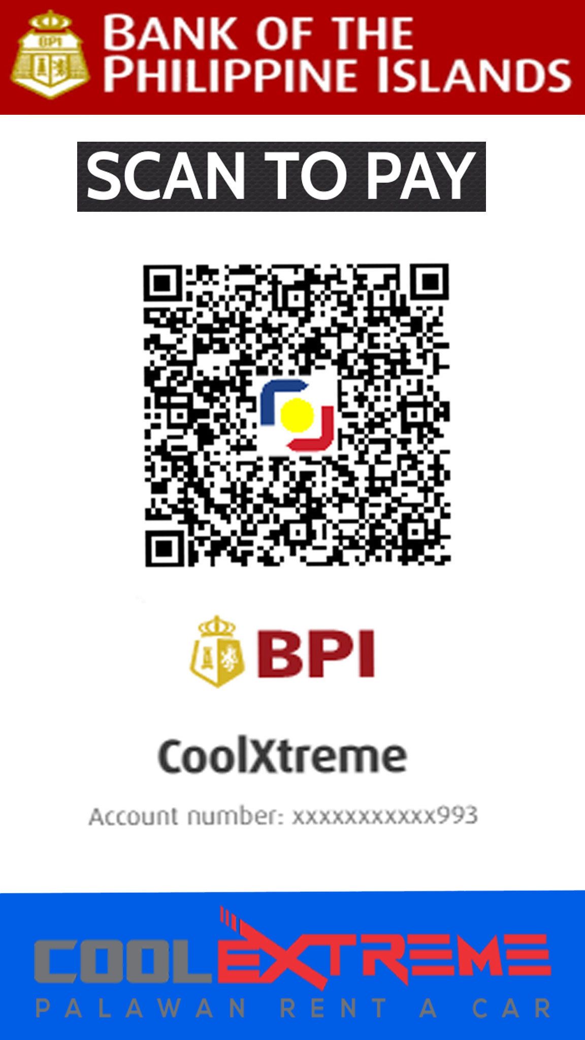 BPI Bank Transfer Avilable at palawanrentacar.com Online Payment