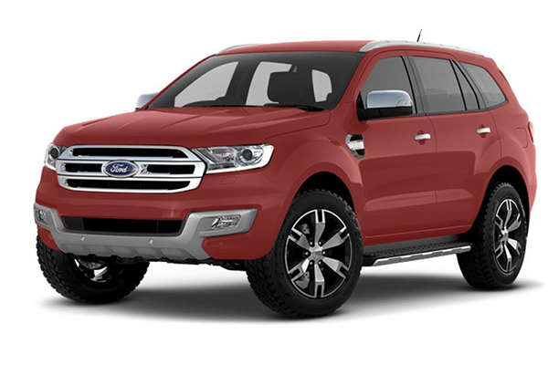 The Ford Everest in red is considered one of the best options for car rental in Palawan, Philippines, offering reliability and versatility.