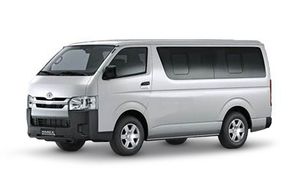 Explore Palawan's beauty with the convenience of a Toyota Commuter Hi-Ace van, available for self-drive car rental in Palawan, Philippines.