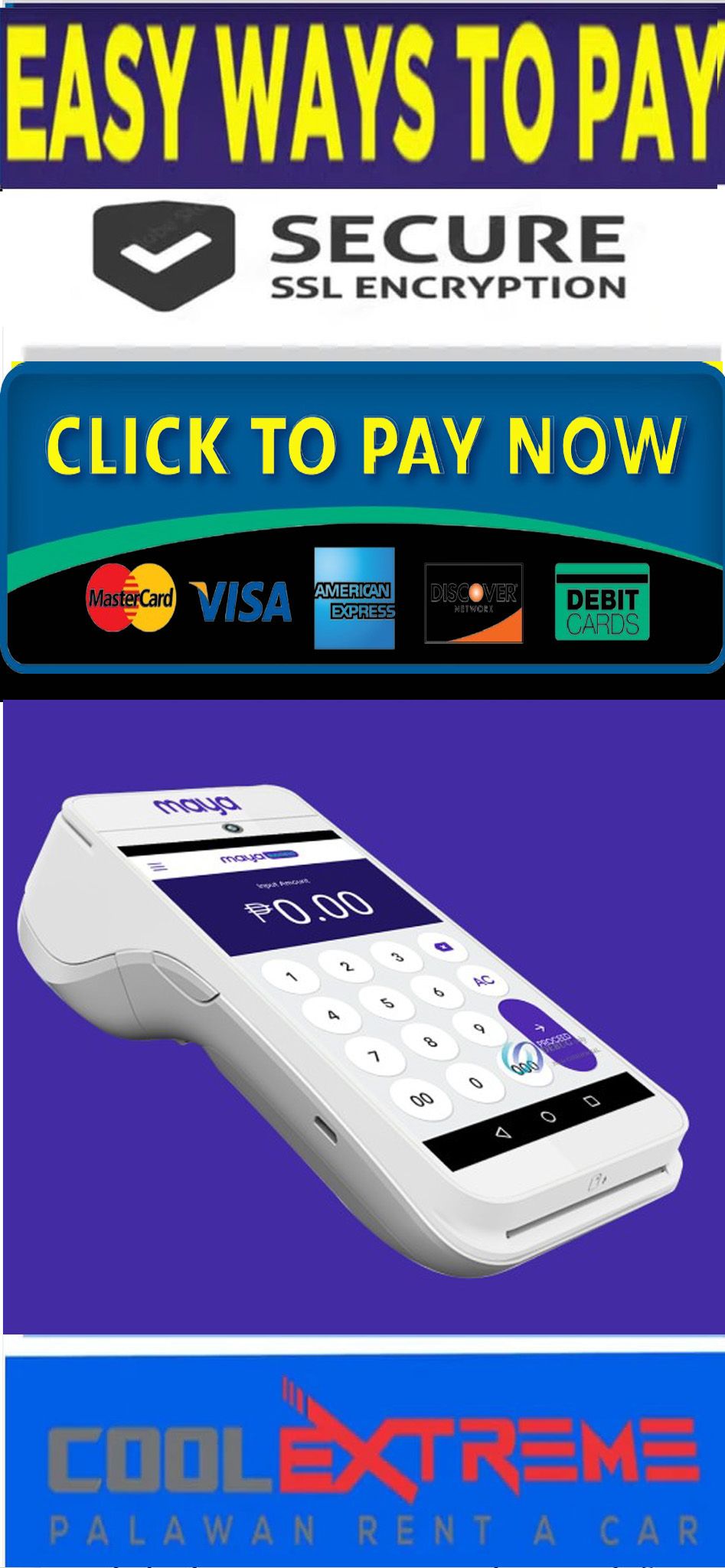 Online Pyment Credit Card, Paypal, Visa, Amex and mastercard availble palawanrentacar,com Online Payment