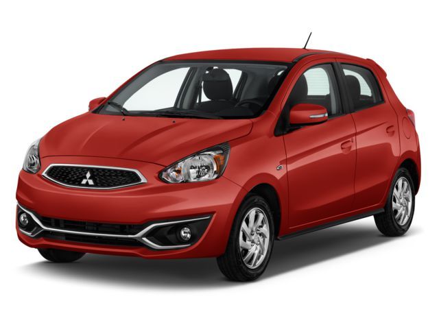 Mitsubishi Mirage hatchback in a stylish red color, ideal for lady drivers, available for self-drive rental in Palawan, Puerto Princesa.