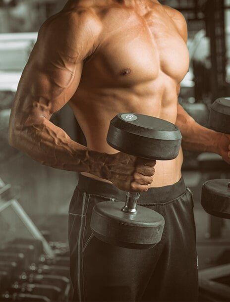 Man lifting weights at gym — Hormonal & Muscle Building in Dapto, NSW