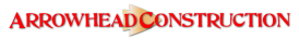 "ARROWHEAD CONSTRUCTION" logo in red with an orange-yellow arrow incorporated into the letter 'C'.