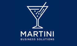 Martini business solutions logo on a blue background