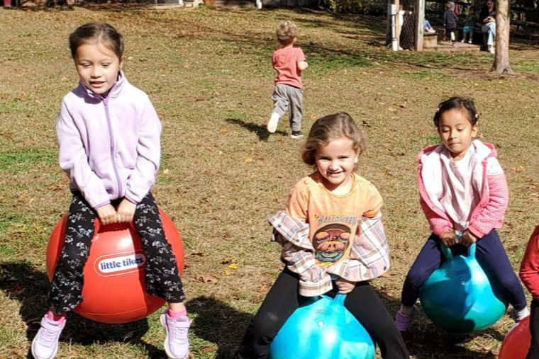 Montessori students in the playground