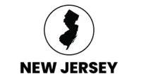 A black and white logo for new jersey with a map of the state in a circle.