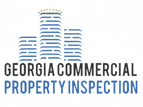 Logo for Georgia Commercial Property Inspection: blue stylized buildings with company name in black and blue text.