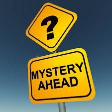 Yellow road signs: Question mark and