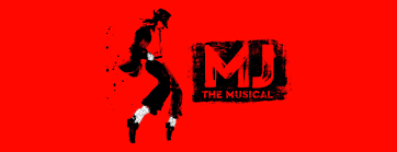 Silhouette of Michael Jackson on red background with 