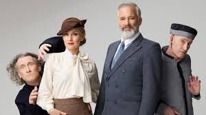 A group of people standing next to each other on a white background.