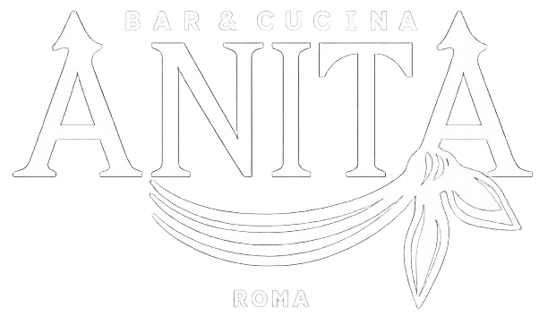 Logo per "Anita Bar & Cucina" a Roma, con testo bianco su sfondo chiaro e coda di sirena.