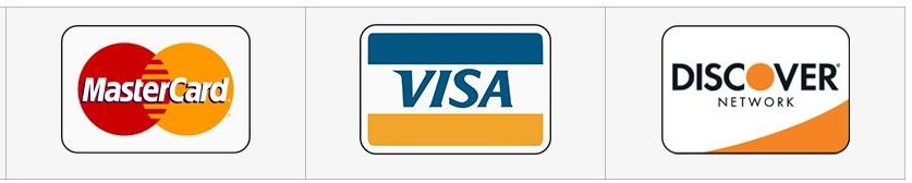 Mastercard visa and discover logos on a white background