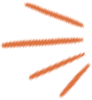 A close up of three orange lines on a white background.