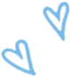 Two blue hearts are drawn on a white background.