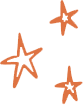 Three orange stars on a white background.