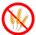 A sign that says no wheat in a red circle.