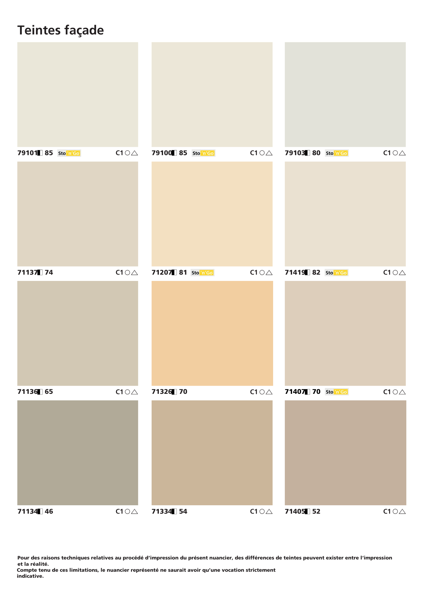 Une palette de différentes nuances de crépis STO