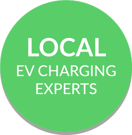 A green circle with the words `` local ev charging experts '' on it.