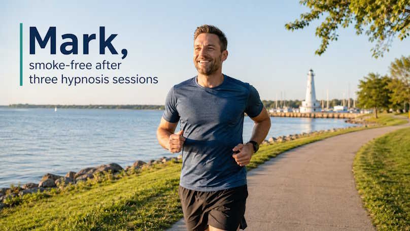 Mark from OKC quit smoking entirely after 3 hypnosis sessions out jogging at Hefner Lake